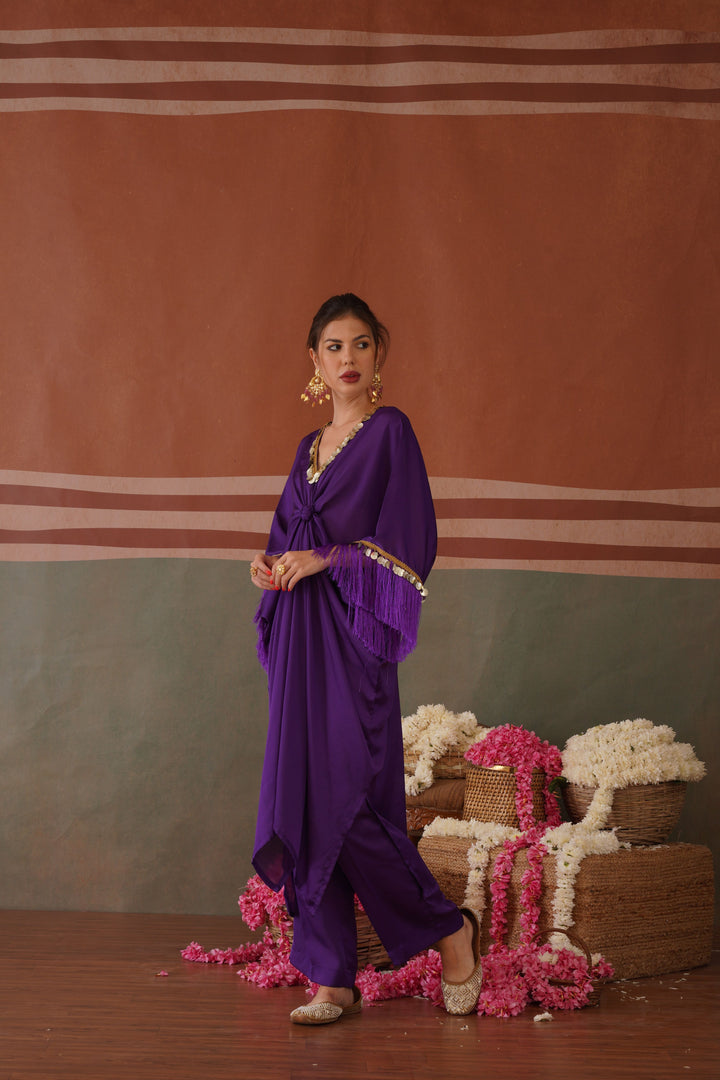 SELF DRAPED KAFTAAN- Purple