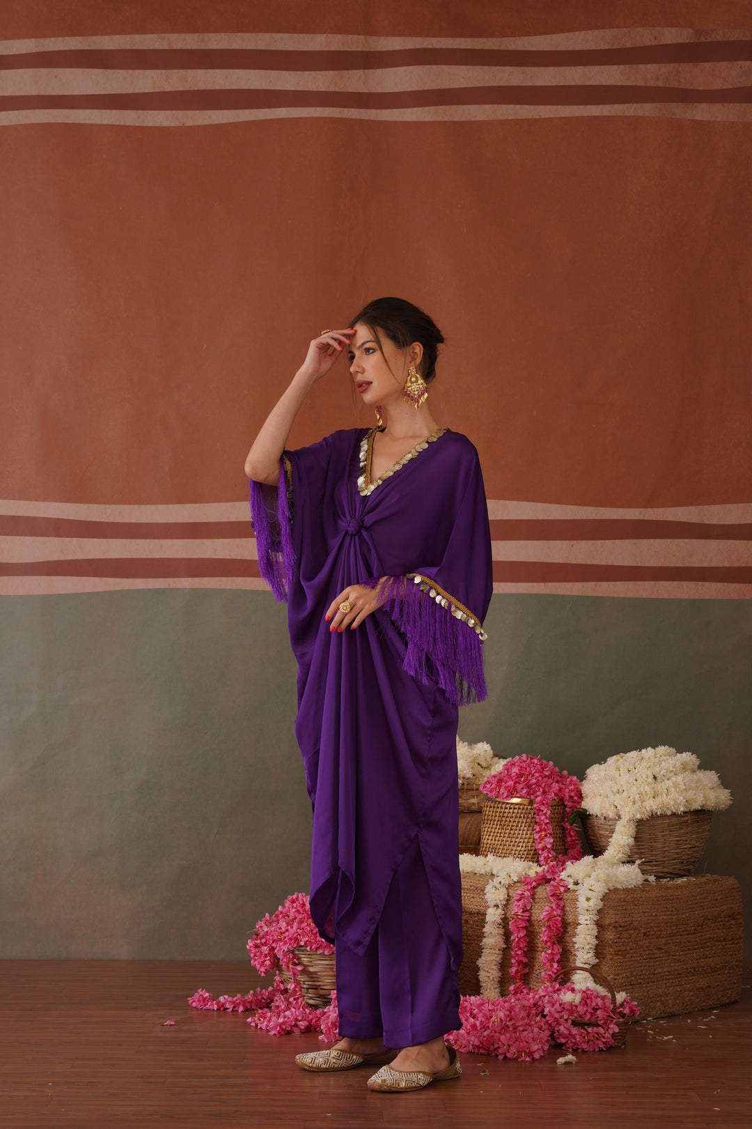 SELF DRAPED KAFTAAN- Purple