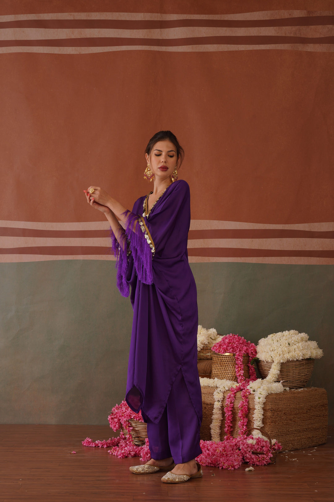 SELF DRAPED KAFTAAN- Purple