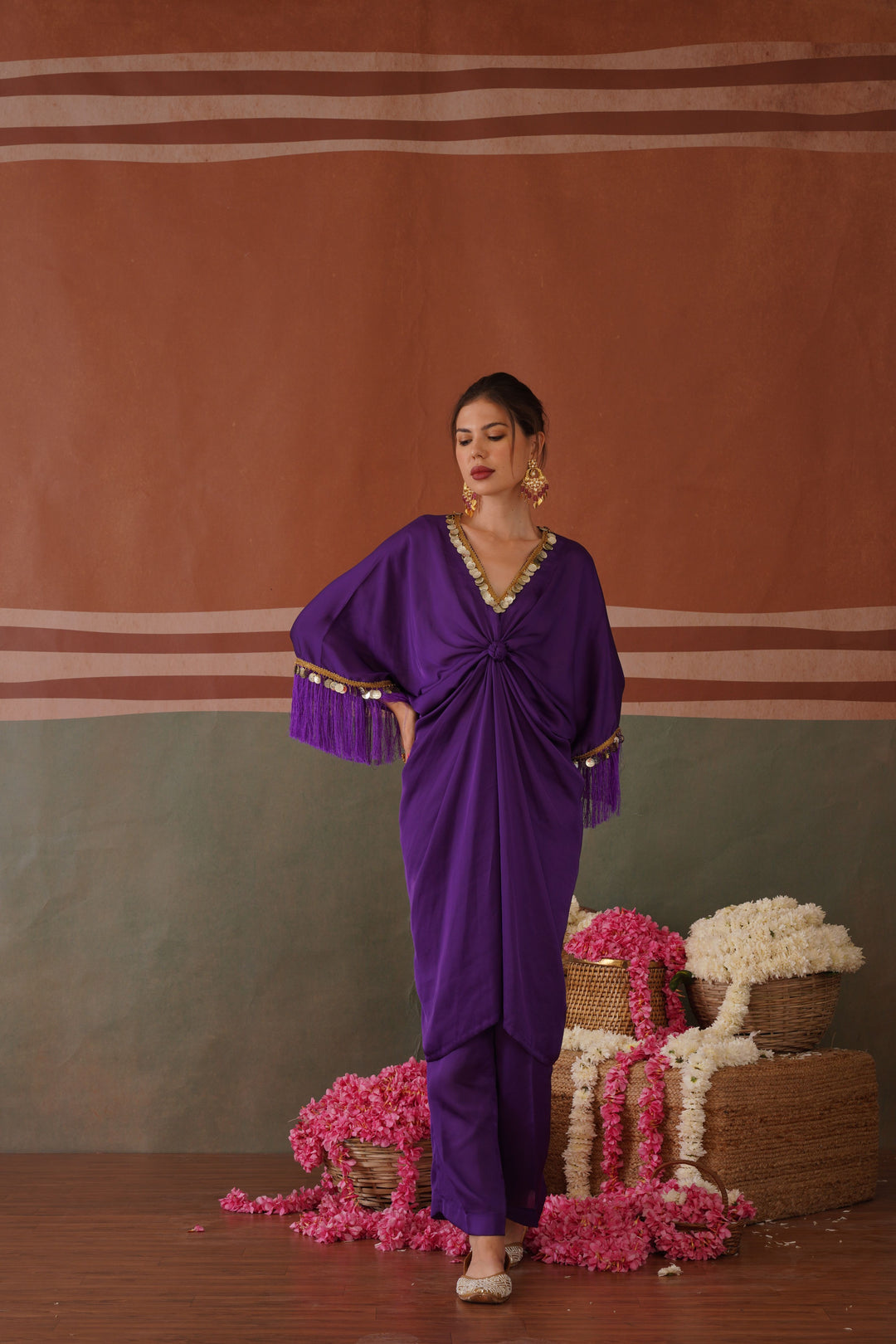 SELF DRAPED KAFTAAN- Purple