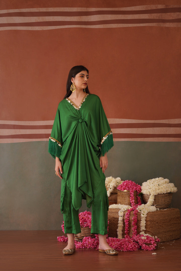 SELF DRAPED KAFTAAN- Green