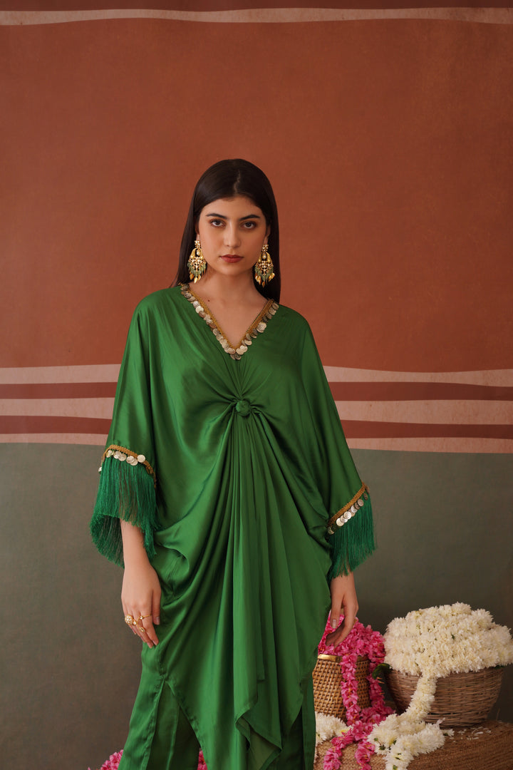 SELF DRAPED KAFTAAN- Green