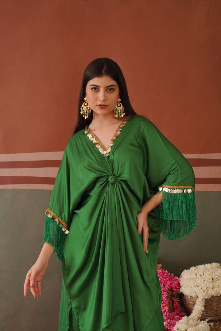 SELF DRAPED KAFTAAN- Green